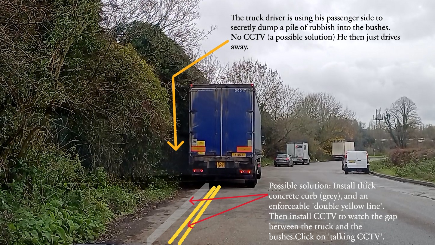 A large HGV caught dumping rubbish at layby in Caterham