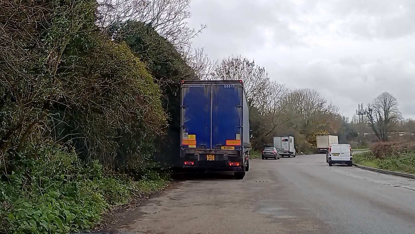 a picture of a large truck parked at a Caterham layby
