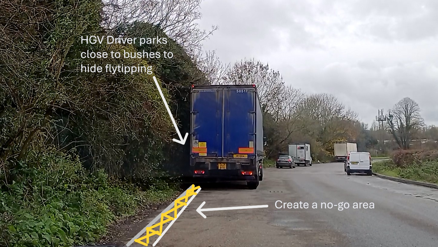 A large HGV caught dumping rubbish at layby in Caterham