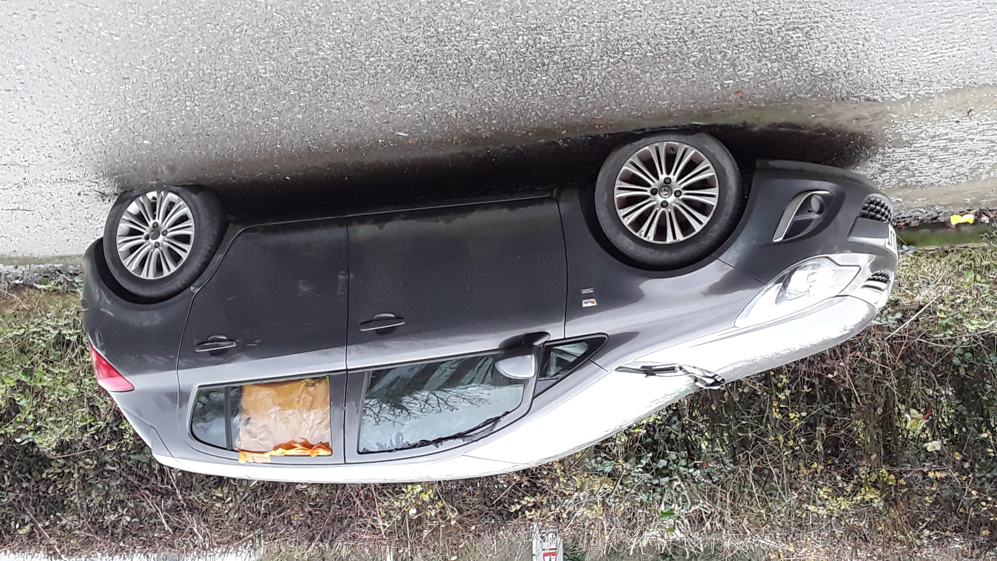 abandoned car at layby