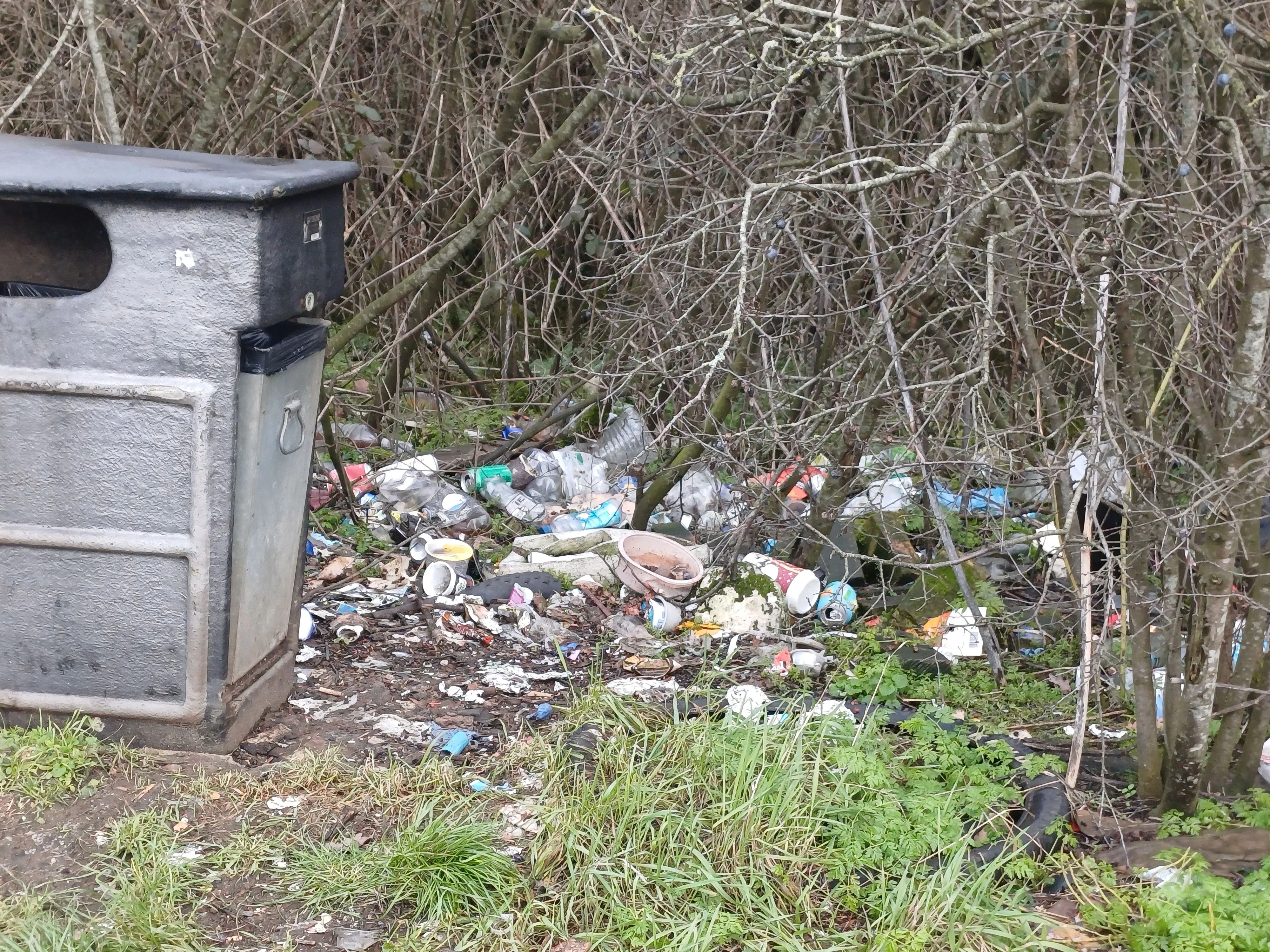 a photo of a layby in Tonbridge showing flytipping