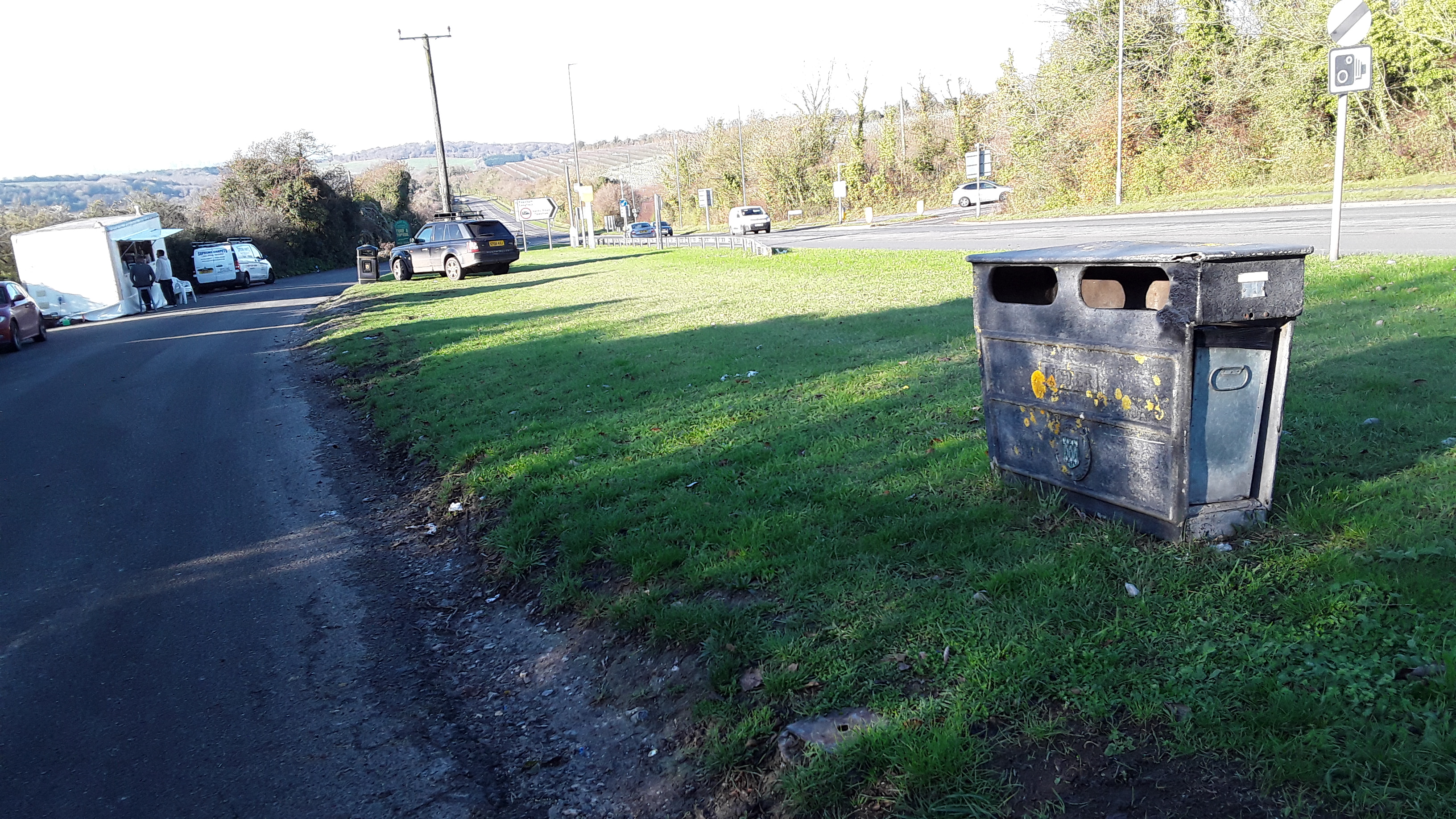 a picture of the layby showing only two bins