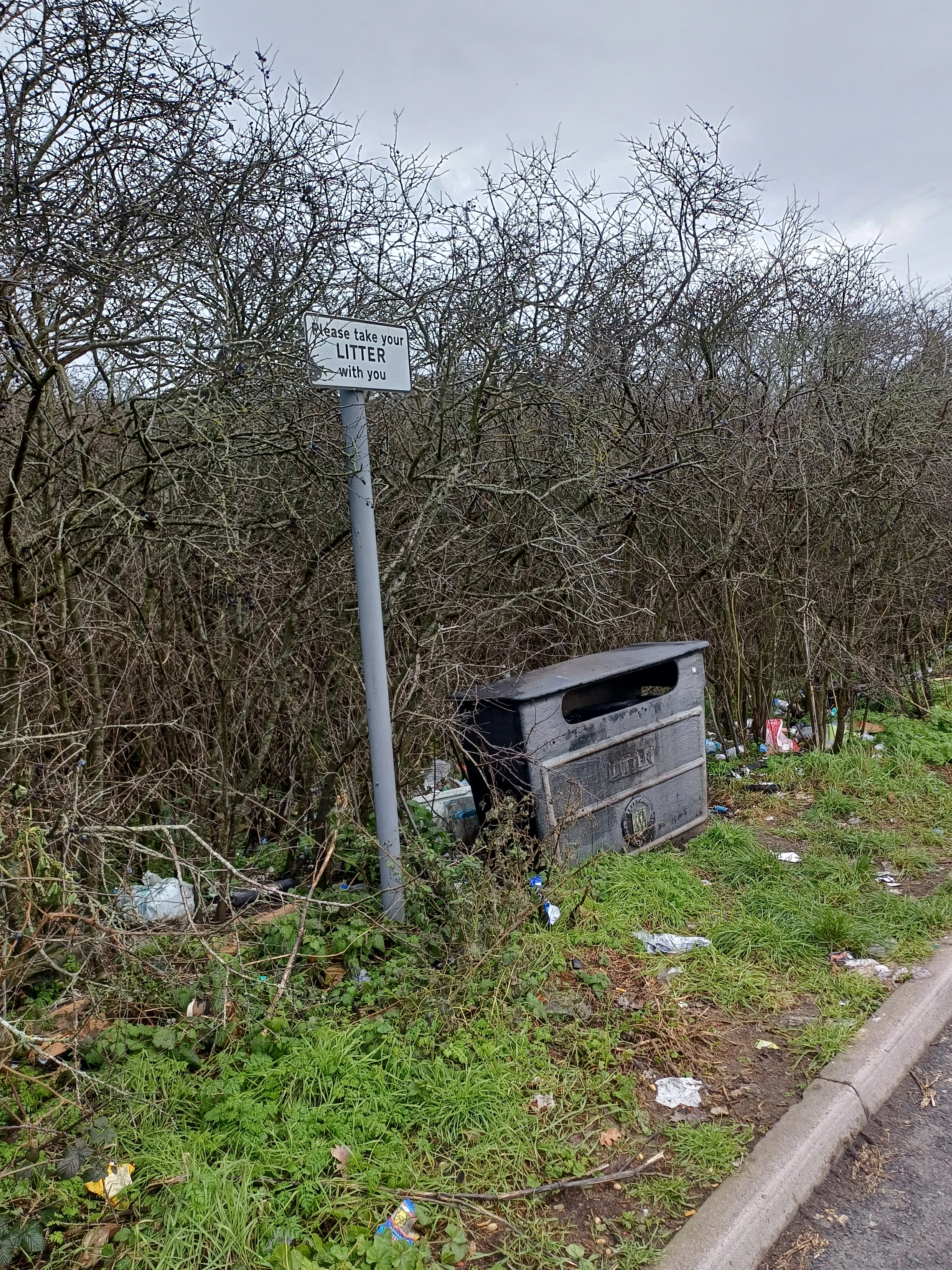 a photo of a layby in Tonbridge showing flytipping